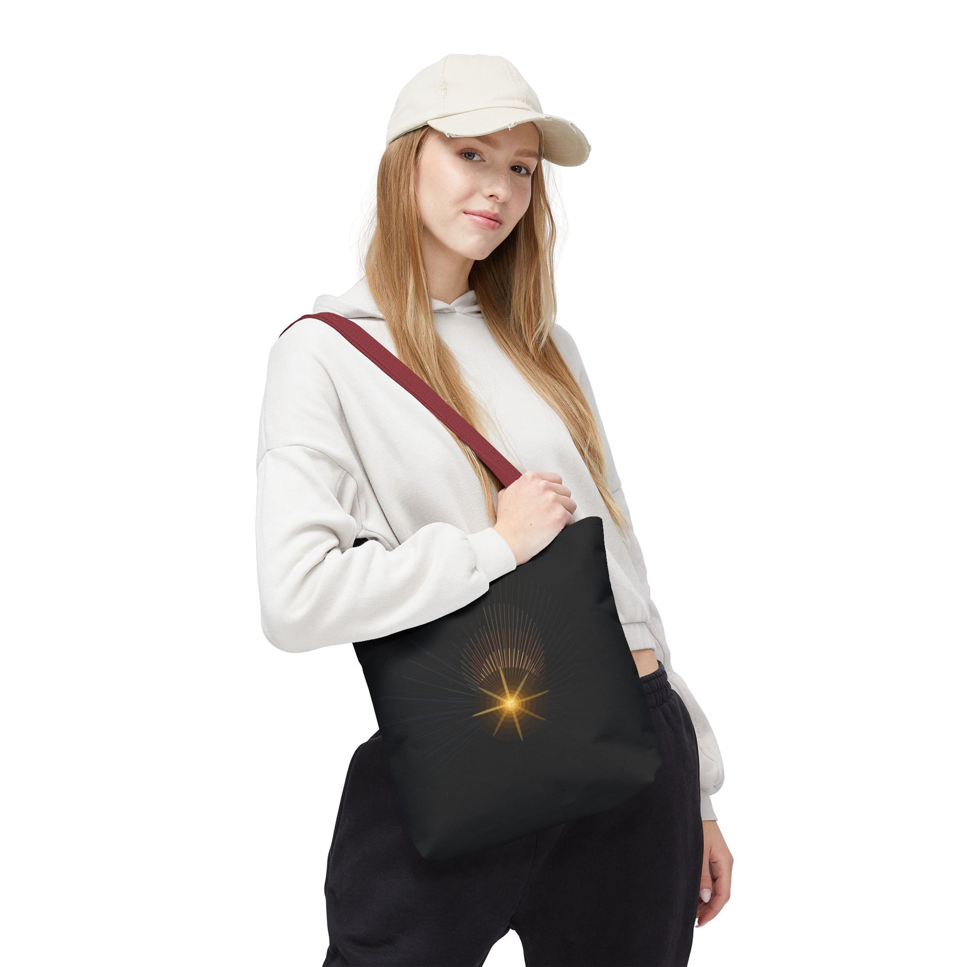 Radiant Starburst Tote Bag | Golden Light Celestial Design - TRV