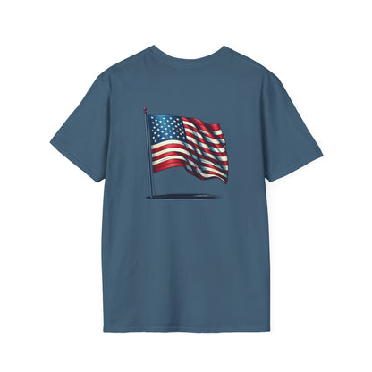 Patriotic Unisex Softstyle T-Shirt, American Flag Tee, USA Pride Shirt, Perfect for Independence Day, Casual Wear - TRV