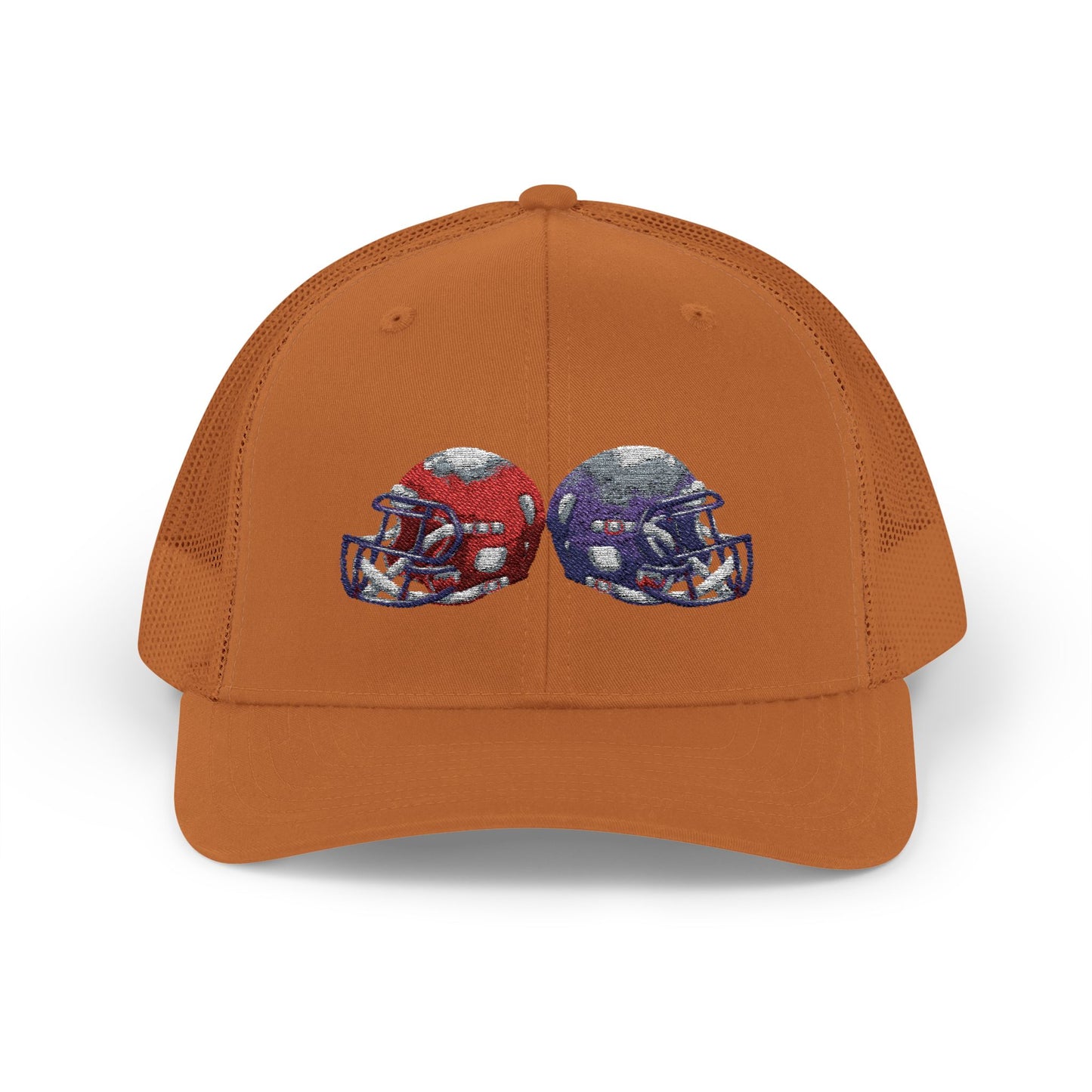 Sporty Snapback Trucker Cap with Football Helmets, Baseball Cap, Outdoor Activity Hat, Gift for Sports Fans, Team Spirit Wear - TRV
