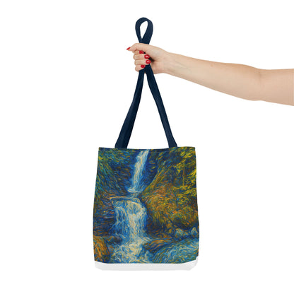 Nature-Inspired Tote Bag, Artistic Eco-Friendly Shopper, Waterfall Design, Reusable Market Bag, Gift for Nature Lovers - TRV