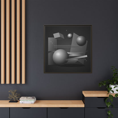 Monochrome Geometric Spheres Canvas Framed Wall Art | Matte Print