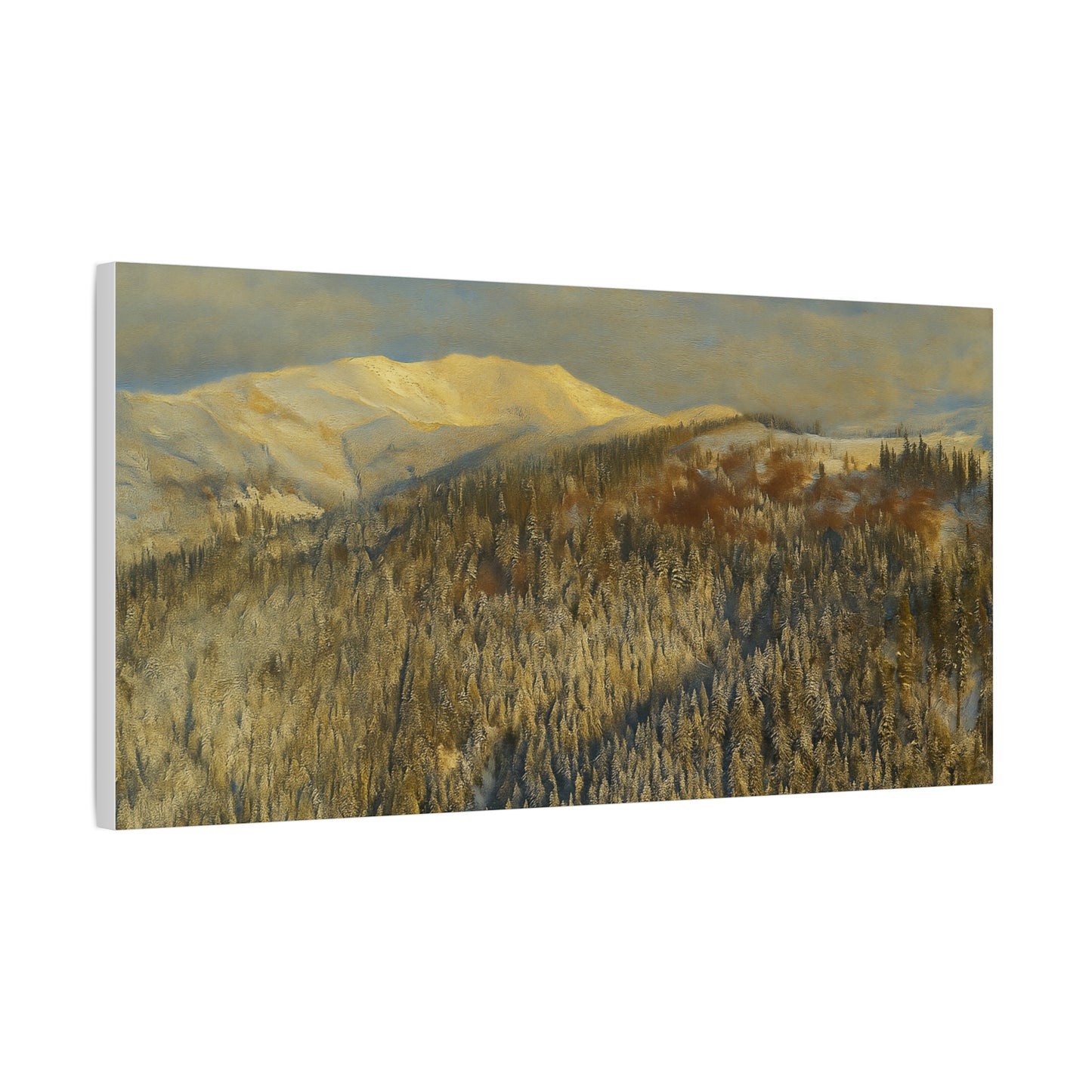 Mountain Serenity Stretched Canvas Art, Winter Landscape Wall Decor, Nature Print for Home, Gift for Nature Lovers, Cozy Interior Accent