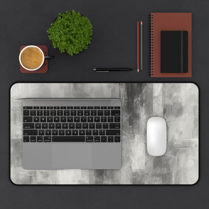 Abstract Gray Brushstroke Desk Mat | Neutral Modern Desk Pad