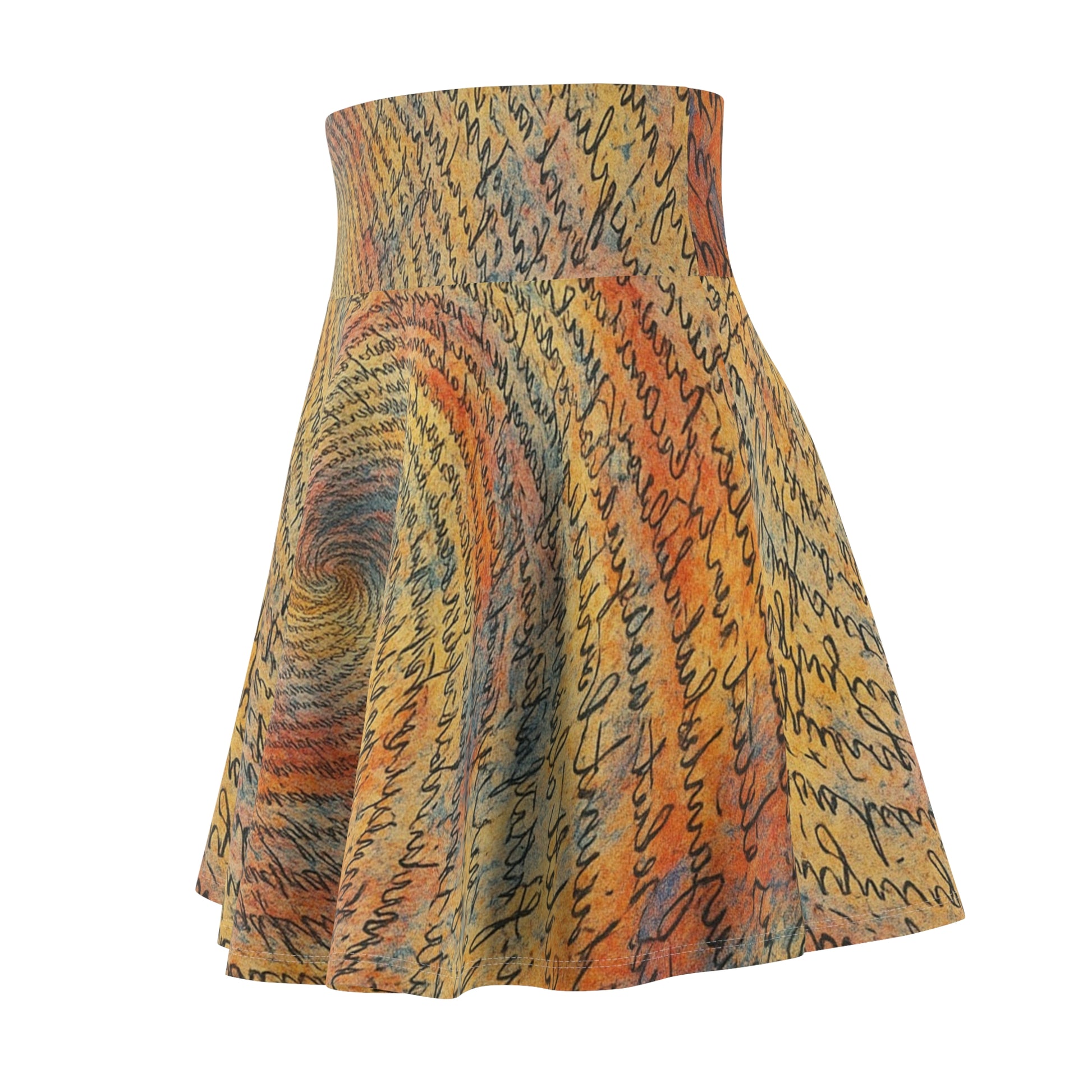 Bohemian Women's Skater Skirt (AOP) - Vibrant Spiral Pattern, Casual Wear, Festival Outfit, Unique Gift, Flowy Summer Skirt - TRV