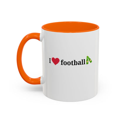 I Love Football Accent Coffee Mug, Perfect Gift for Sports Lovers, Football Enthusiasts, Unique Mug for Game Days, Home or Office Decor - TRV
