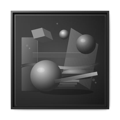 Monochrome Geometric Spheres Canvas Framed Wall Art | Matte Print