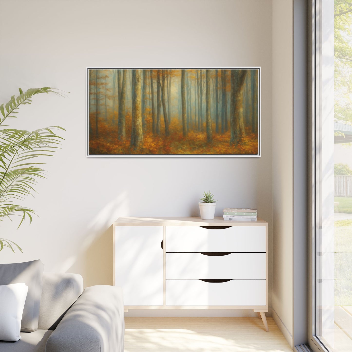 Autumn Forest Canvas Art, Framed Wall Decor, Rustic Home Decor, Nature Artwork, Gift for Nature Lovers - TRV
