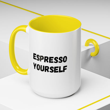 Espresso Yourself Coffee Mug - Fun Black Accented Mug for Coffee Lovers, Great Gift for Birthdays, Christmas, and Housewarming