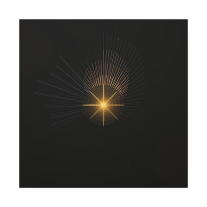 Abstract golden starburst canvas wall art by Printify featuring a vibrant, textured starburst design on high-quality canvas.