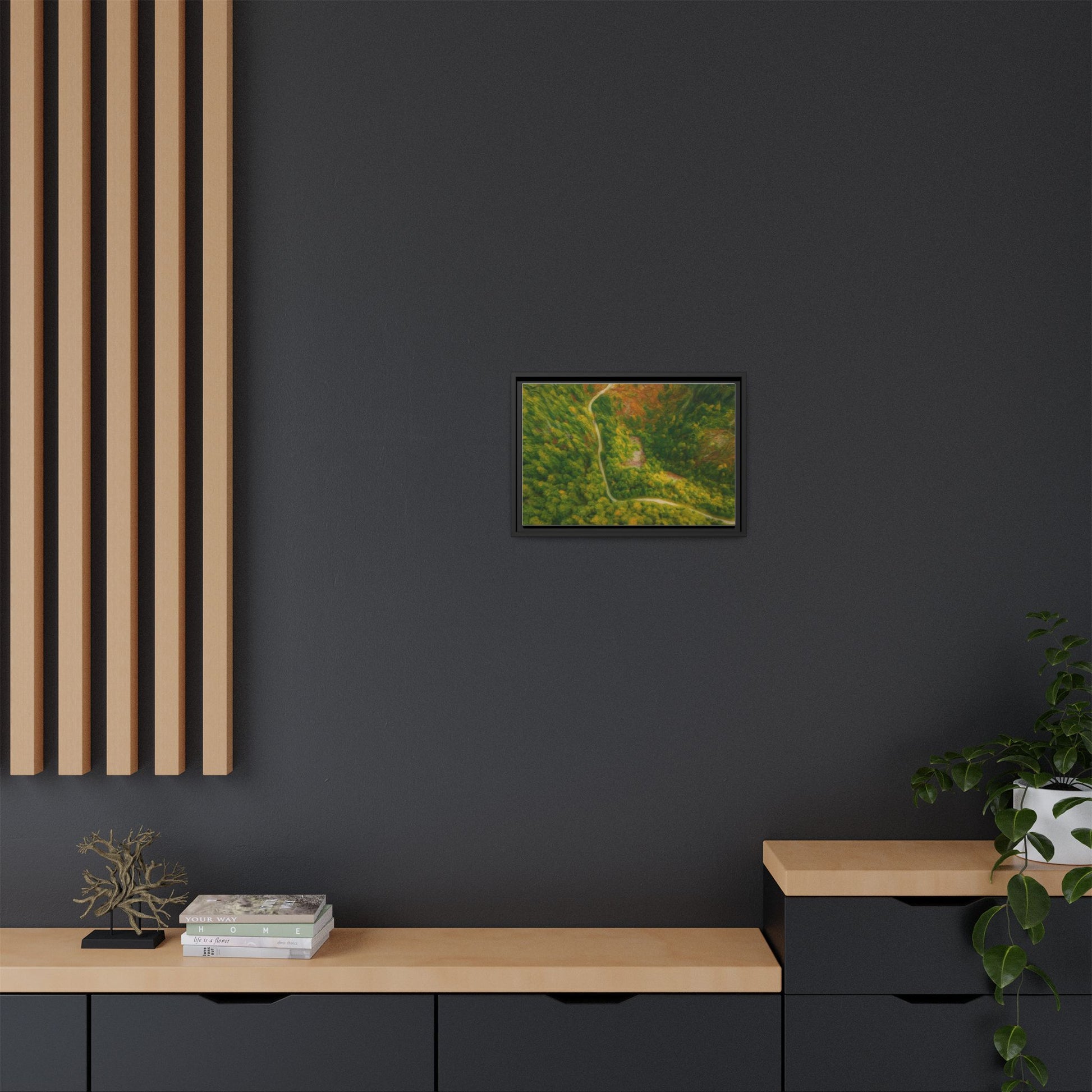 Framed Nature Canvas Art Print, Vibrant Forest Wall Decor, Abstract Landscape Artwork, Home Decoration, Gift for Nature Lovers - TRV