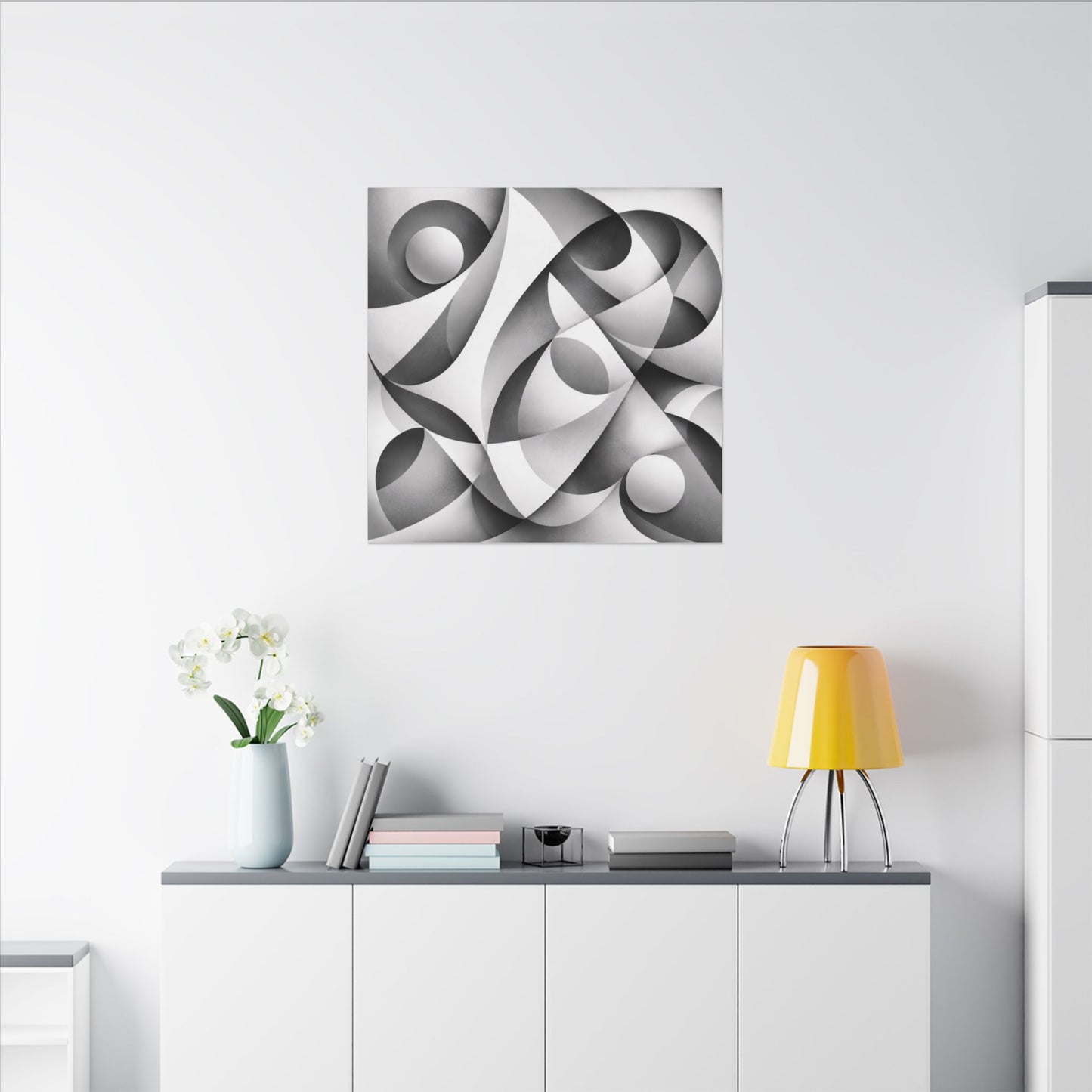 Monochrome Abstract Geometric Art Matte Canvas
