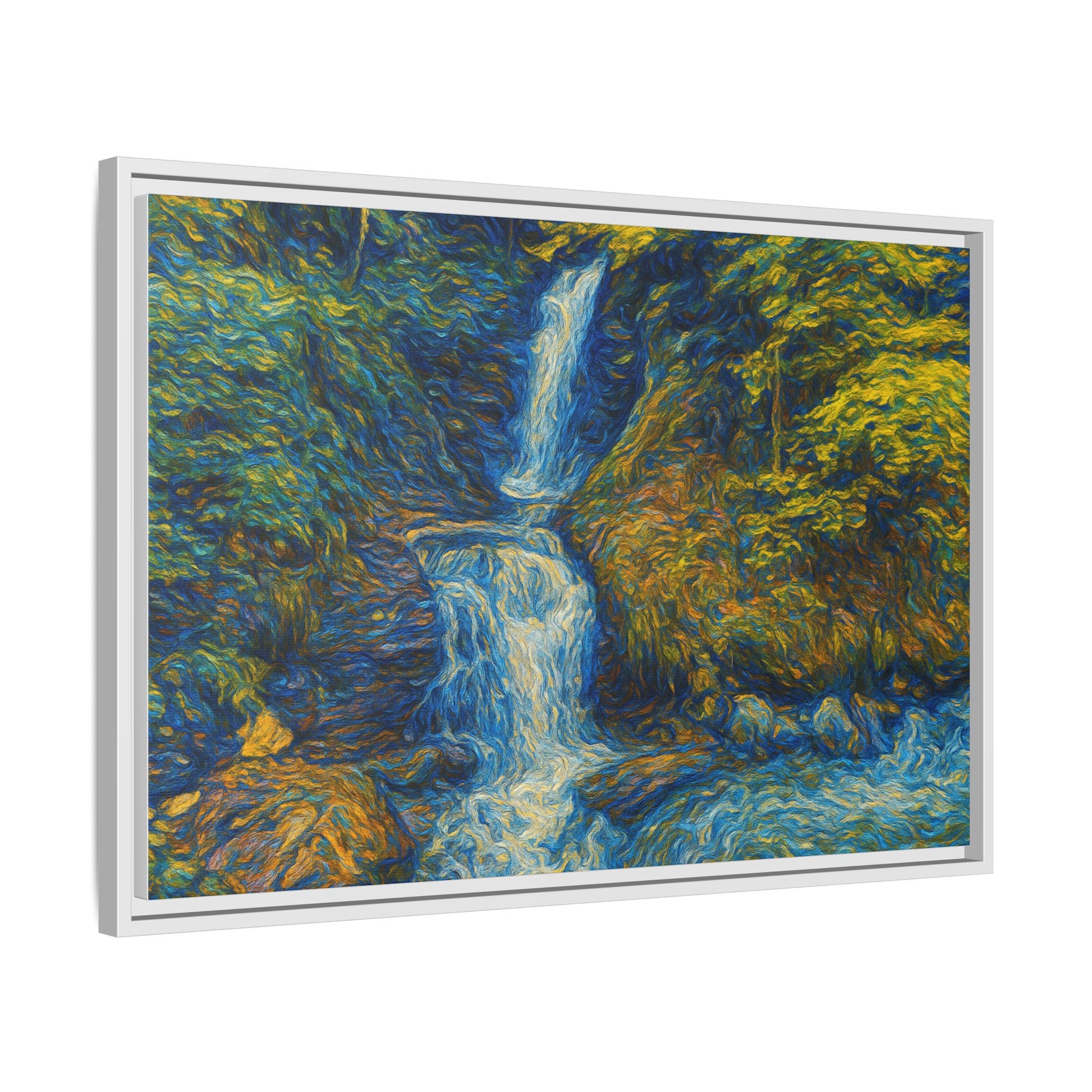 Framed Canvas Art, Majestic Van Gogh Style Waterfall Landscape Wall Decor, Nature Lover Gift, Home Office Artwork, Living Room Decoration - TRV