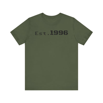 Unisex Jersey Tee - 'Est. 1996' Graphic Shirt, Birthday Gift, Casual Wear, Vintage Style, Retro Fashion, Gift for Him/Her - TRV