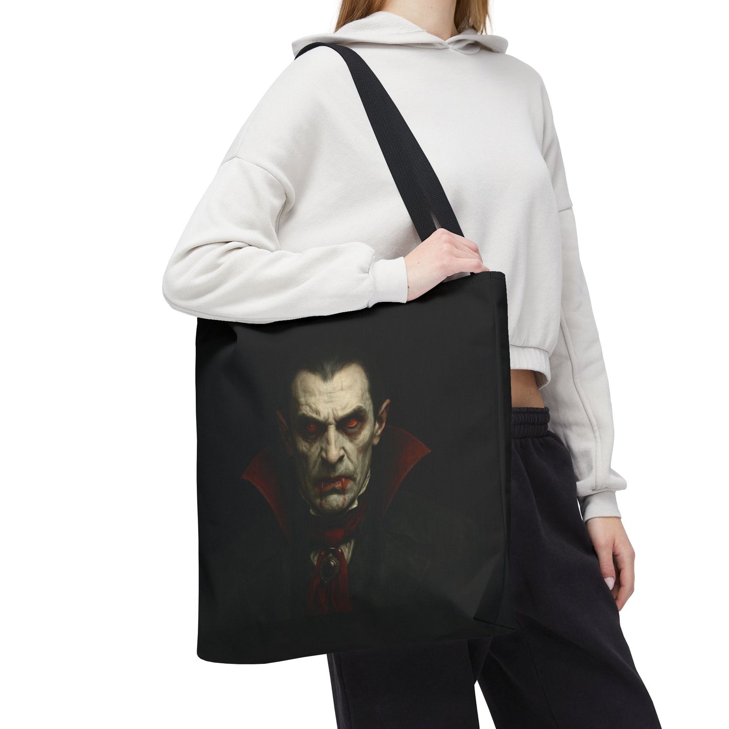 Vampire Haunted Tote Bag, Spooky Shopping Bag, Halloween Accessory, Gothic Style Handbag, Perfect for Halloween Parties, Unisex Tote - TRV