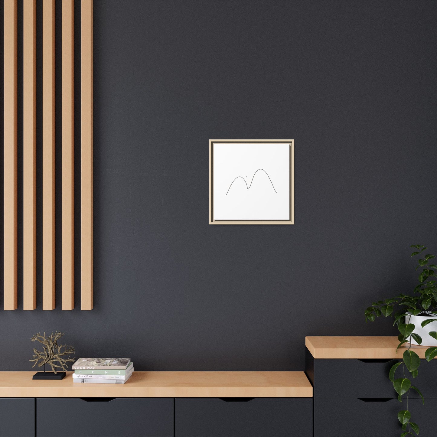 Minimal Line Mountains Matte Canvas Framed