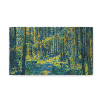 Sunlit Forest Path Canvas – Impressionist Woodland Wall Art