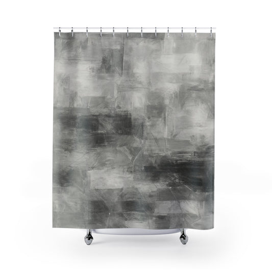 Stylish Abstract Shower Curtain | Modern Bathroom Decor, Unique Home Accessories, Gray Artwork, Gift for Housewarming, Elegant Design - TRV