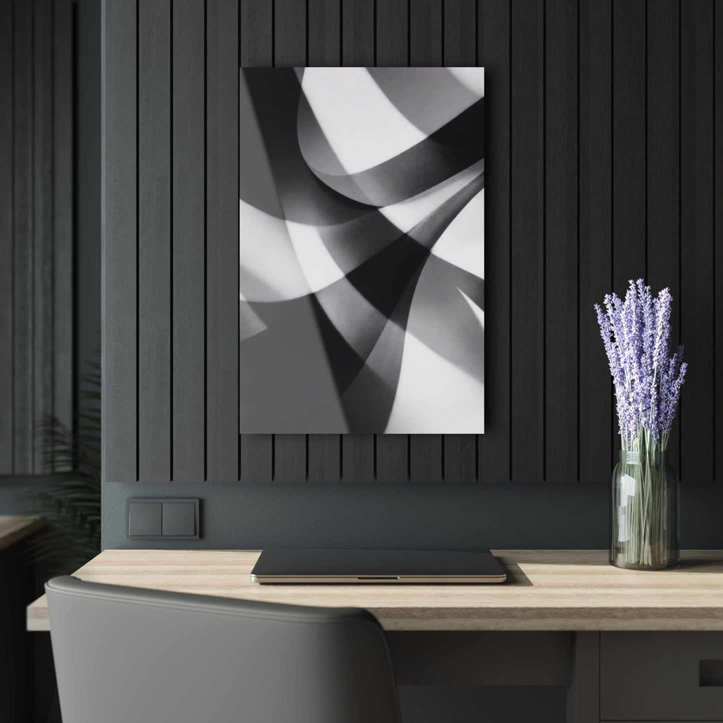 Abstract Black and White Geometric Acrylic Print | Wall Art French Cleat Hanging