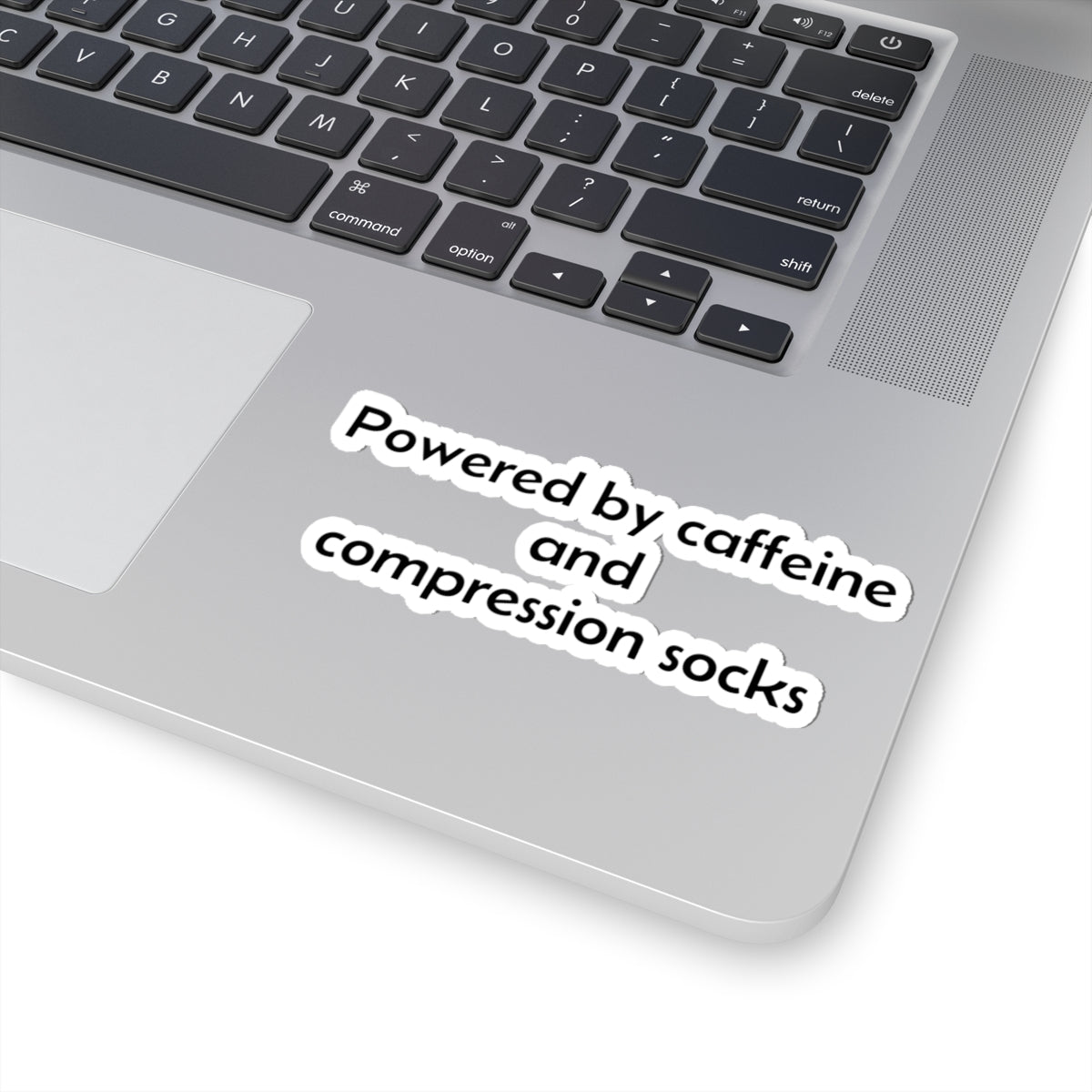Powered by Caffeine and Compression Socks Sticker | Kiss-Cut Sticker