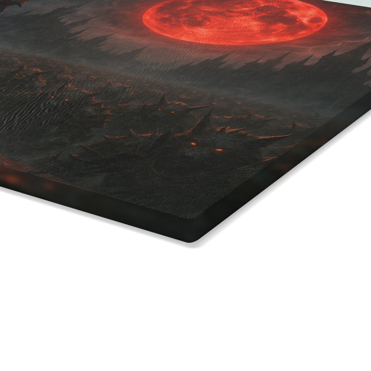 Vampire Blood Moon Glass Cutting Board — Gothic Kitchen Décor