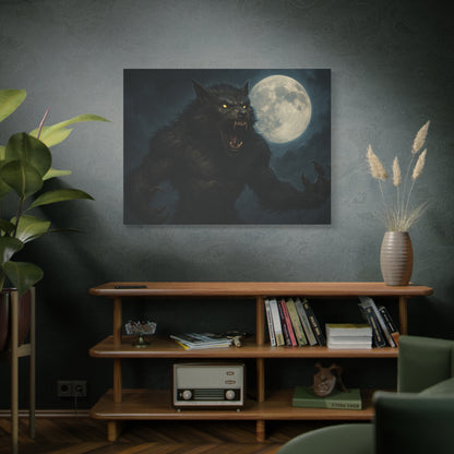 Werewolf Moon Canvas Art | Dark Fantasy Decor for Halloween, Gothic Home, Werewolf Lover Gift, Unique Wall Art, Spooky Decor - TRV
