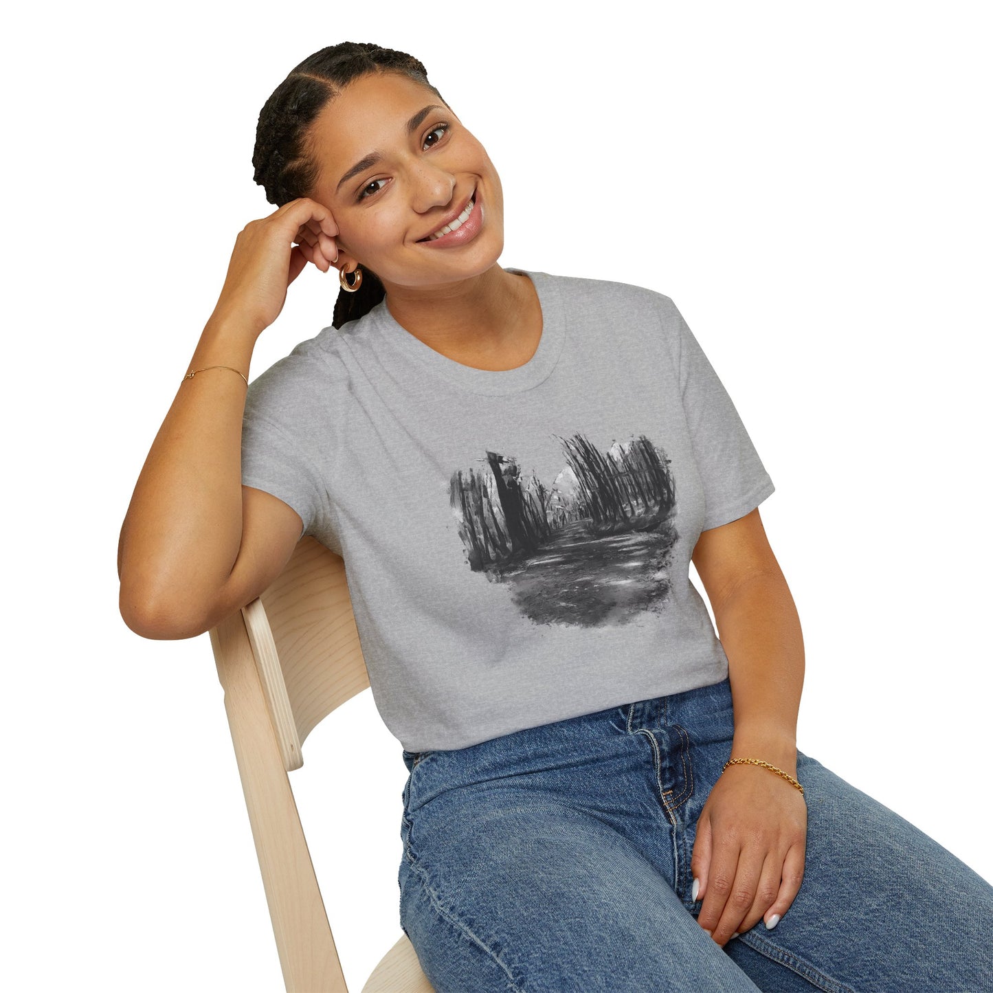 Minimalist Nature-Inspired Unisex Softstyle T-Shirt, Casual Wear, Everyday Style, Gift for Nature Lovers, Eco-Friendly Fashion