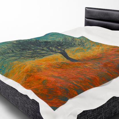 Cozy Velveteen Plush Blanket with Serene Tree Design | Comfortable Home Decor, Gift for Nature Lovers, Cozy Nights, Warmth&Style - TRV