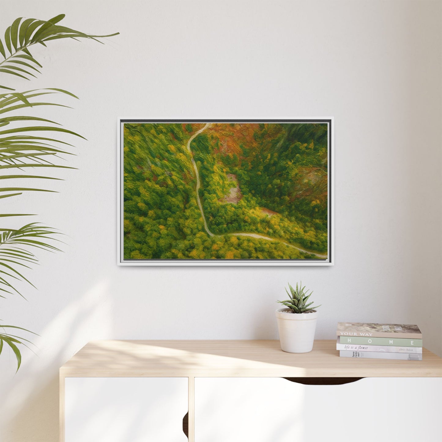Framed Nature Canvas Art Print, Vibrant Forest Wall Decor, Abstract Landscape Artwork, Home Decoration, Gift for Nature Lovers - TRV