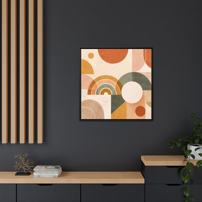 Abstract Terracotta Geometric Rainbow Matte Canvas Framed