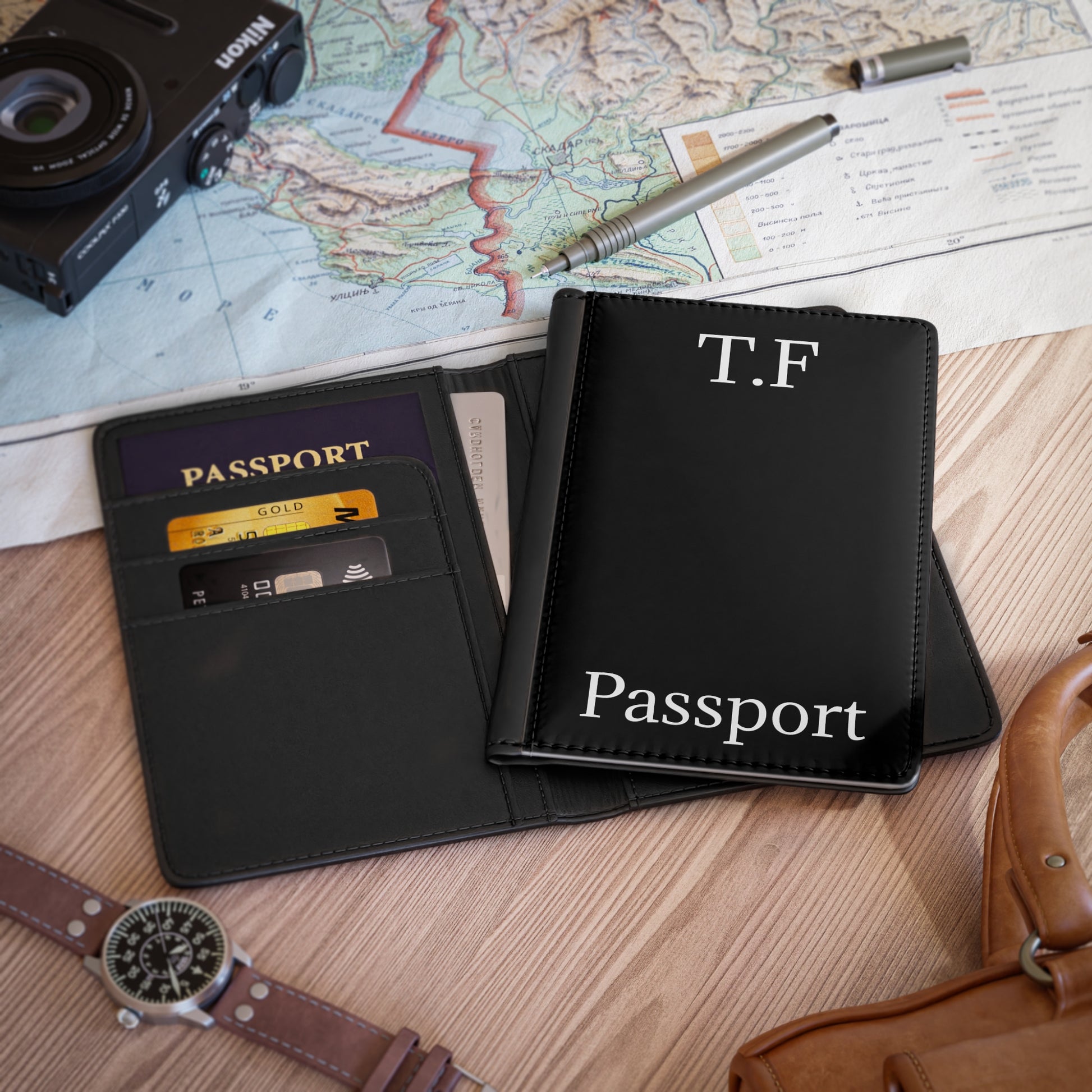 Monogram Initials Passport Cover | Leather Travel Passport Holder - TRV