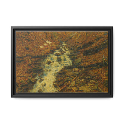 Serene Abstract Nature Canvas Art, Framed Wall Decor, Rustic Home Accent, Earthy Tone Artwork, Tranquil River Scene - TRV