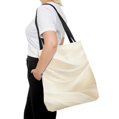 Cream Abstract Waves Tote Bag | Neutral Swirl Pattern