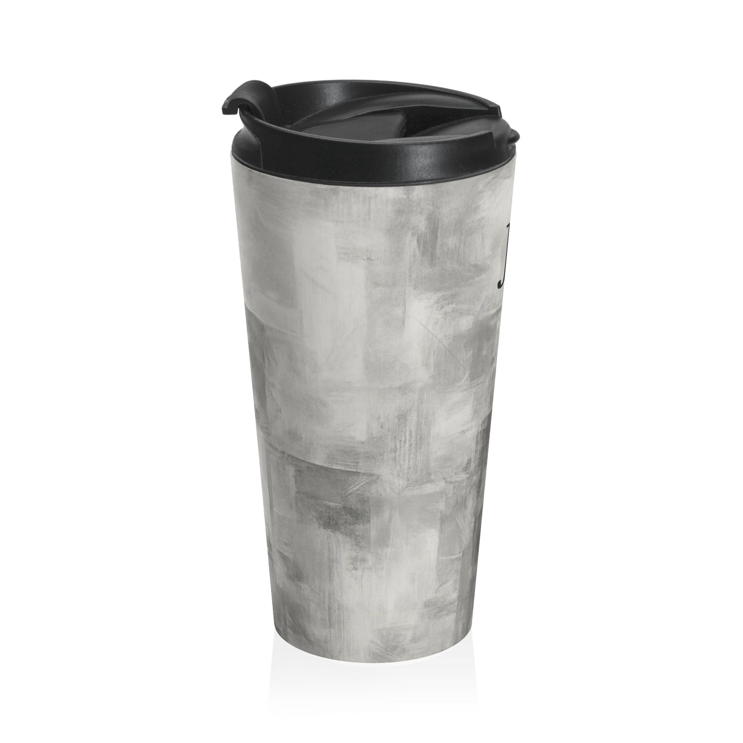 Monogram Initials Gray Marble Travel Mug | Personalized Stainless Steel Tumbler - TRV