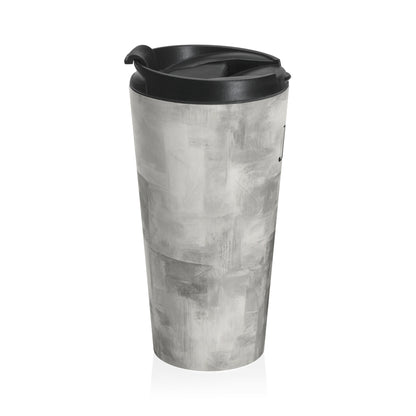 Monogram Initials Gray Marble Travel Mug | Personalized Stainless Steel Tumbler - TRV