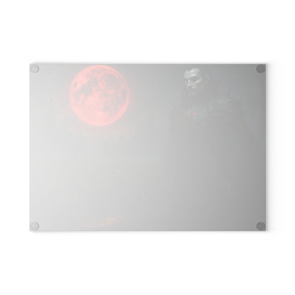 Vampire Blood Moon Glass Cutting Board — Gothic Kitchen Décor