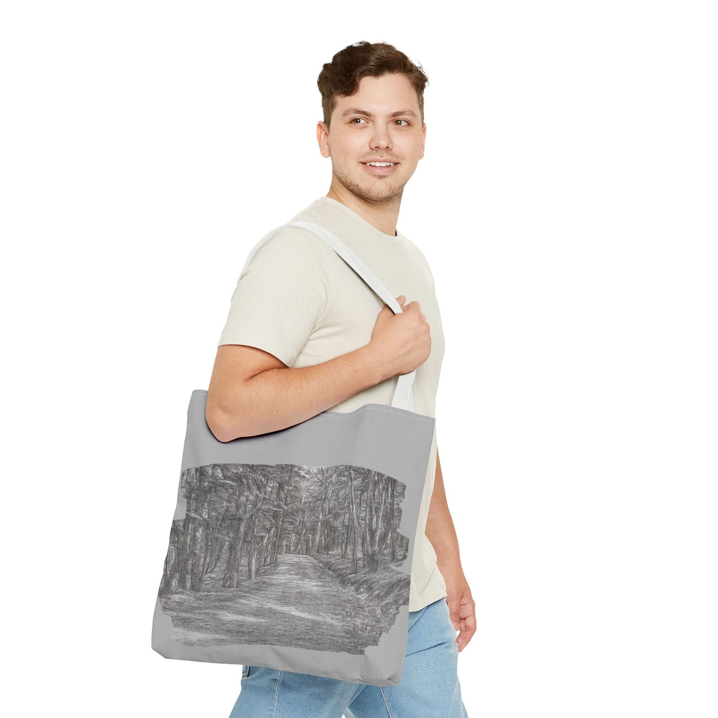 Scenic Path Tote Bag, Reversible Tote, Eco-Friendly Shopper, Outdoor Adventure Bag, Gift for Nature Lovers, Stylish Carryall - TRV