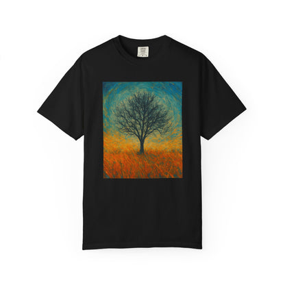 Nature-Themed Unisex Garment-Dyed T-Shirt - Tree Design, Bohemian Tee, Nature Lover Gift, Eco-Friendly Fashion, Casual Wear - TRV