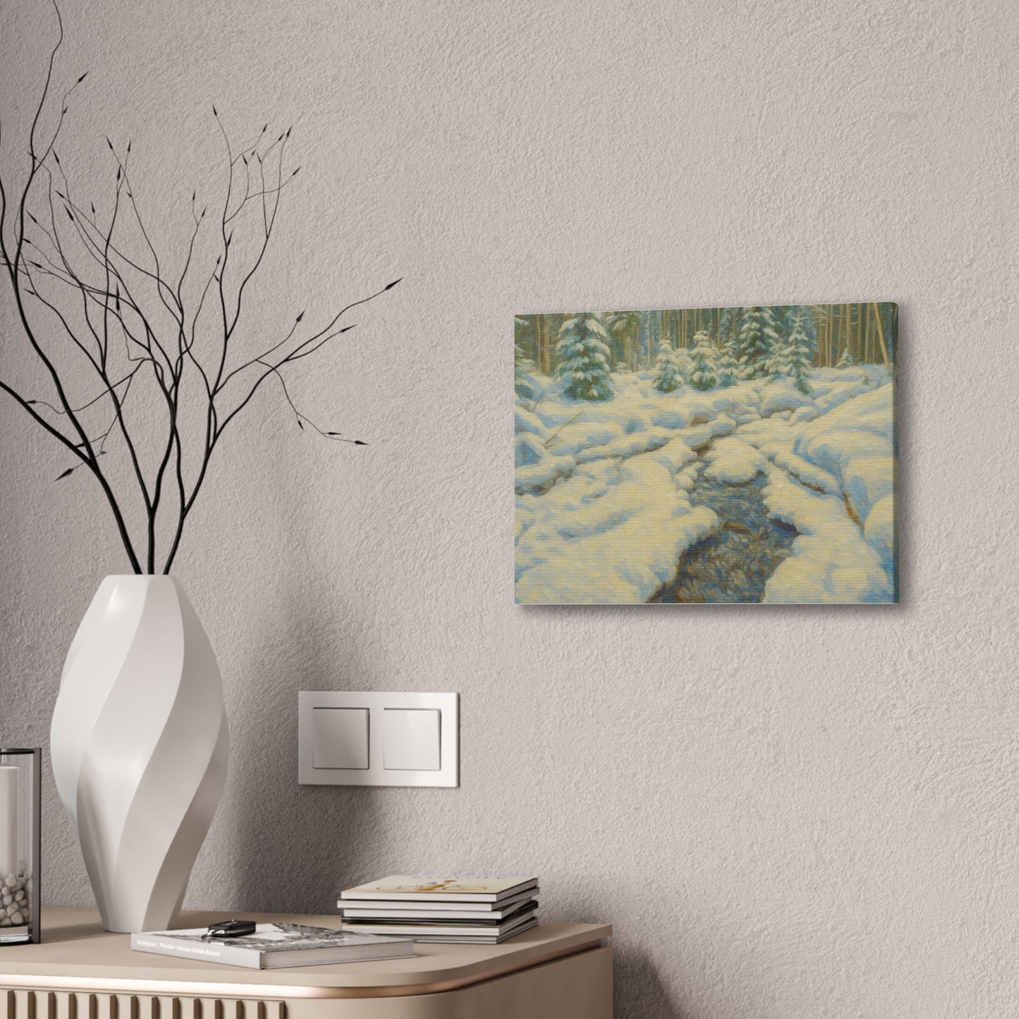 Winter Landscape Canvas Art, Nature Decor, Gallery Wall Art, Cozy Home Accent, Winter Wonderland Painting - TRV