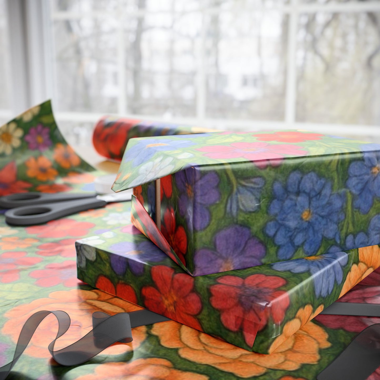 Floral Bouquet Wrapping Paper Roll — Vintage Garden Pattern