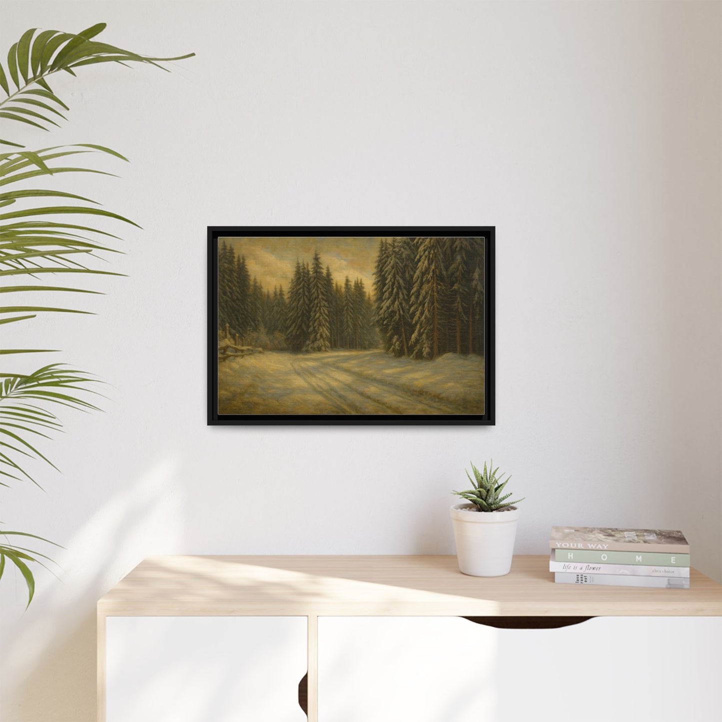 Framed Matte Canvas Wall Art - Serene Forest Landscape, Living Room Decor, Nature Print, Home Aesthetic, Gift for Nature Lovers, Wall [...] - TRV