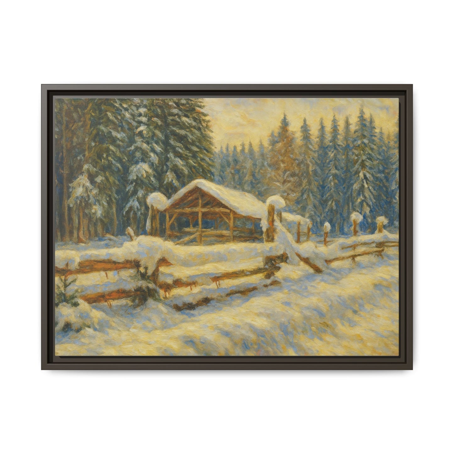 Winter Landscape Framed Canvas Art | Cozy Home Decor | Wall Art for Living Room, Bedroom, Holiday Gift, Rustic Vibes, Art Print - TRV