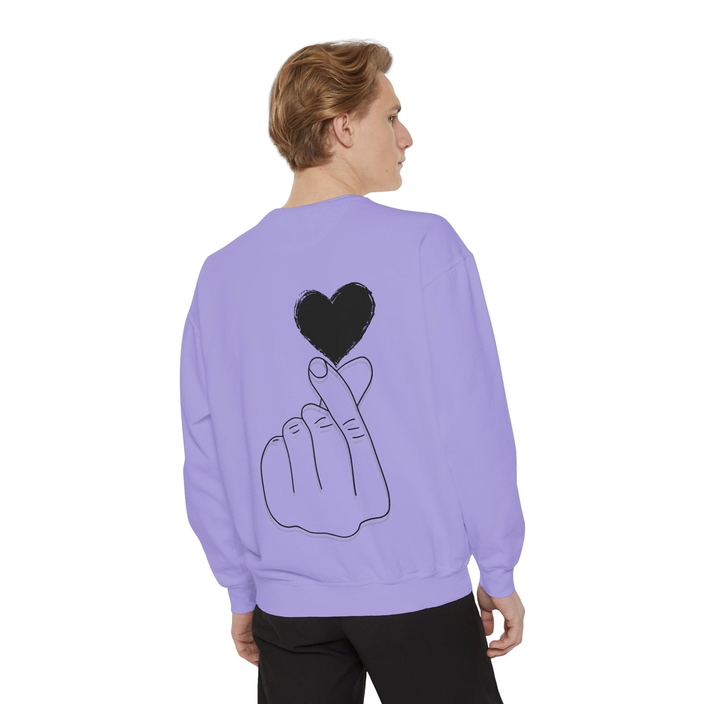 Unisex Garment-Dyed Sweatshirt with Heart Design - Cozy & Stylish