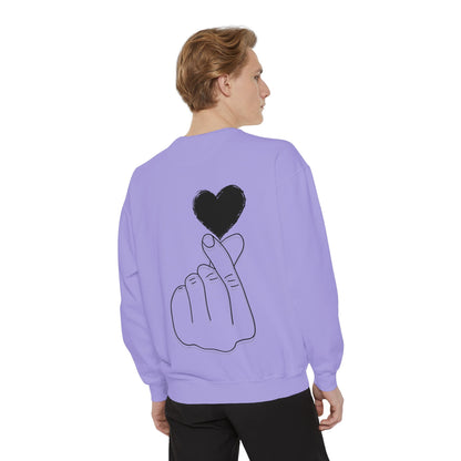 Unisex Garment-Dyed Sweatshirt with Heart Design - Cozy & Stylish