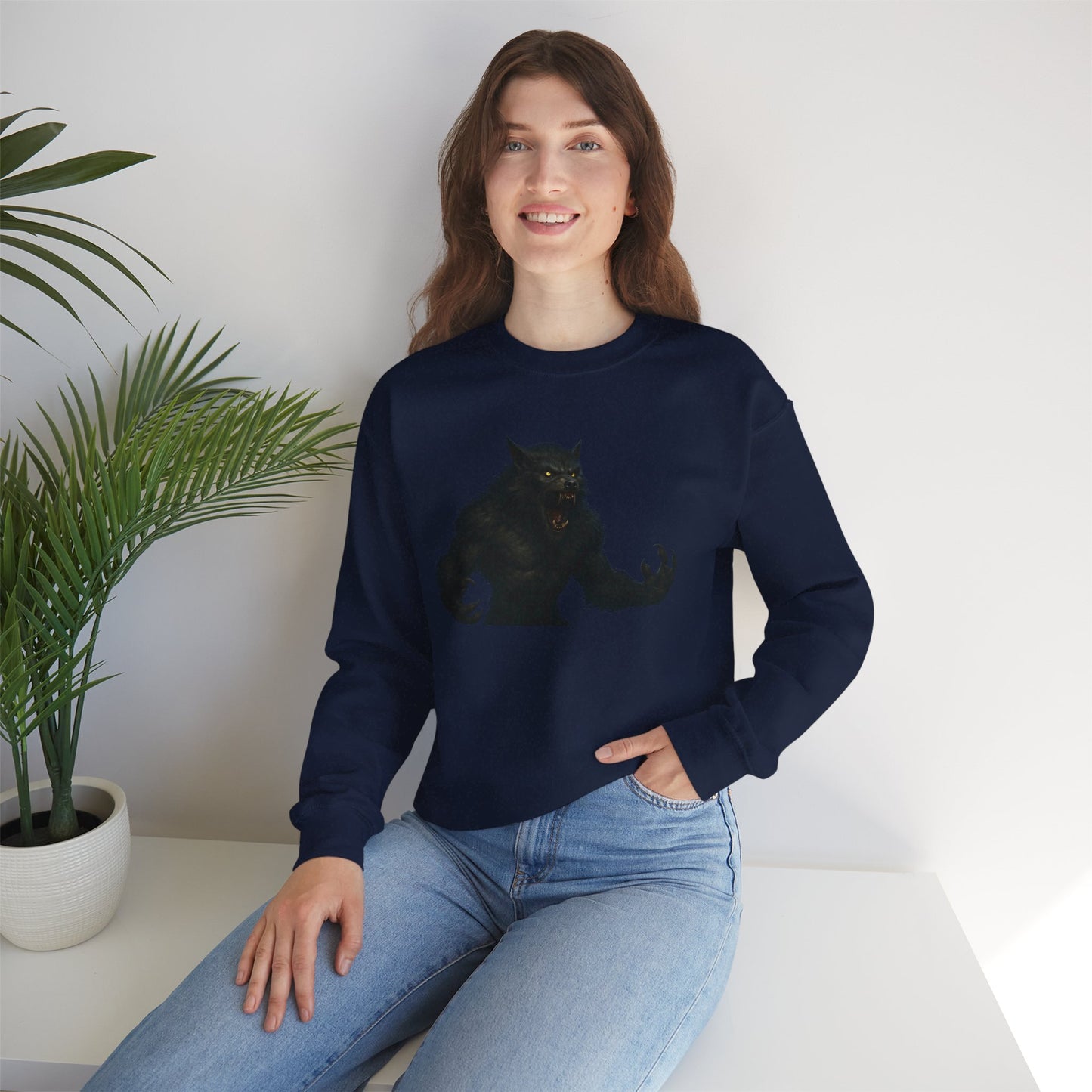 Fierce Werewolf Graphic Sweatshirt, Cozy Unisex Crewneck, Perfect for Casual Outfits, Halloween Apparel, Everyday Wear