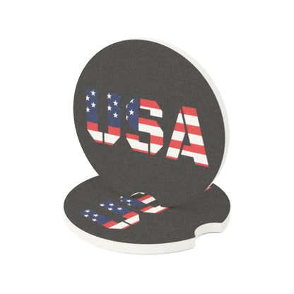 USA Flag Soapstone Car Coaster – Patriotic Drink Holder for Cars