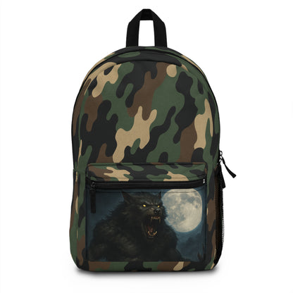 Werewolf Camo Backpack, Outdoor Adventure Bag, Unique Gift for Nature Lovers, School Backpack, Urban Style Rucksack - TRV