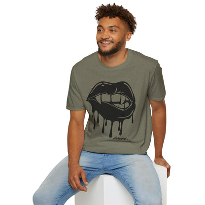 Edgy Graphic Unisex T-Shirt - Dripping Mouth Design, Cool Tee, Trendy Shirt, Hipster Top, Streetwear, Alternative Fashion, Holiday Gift