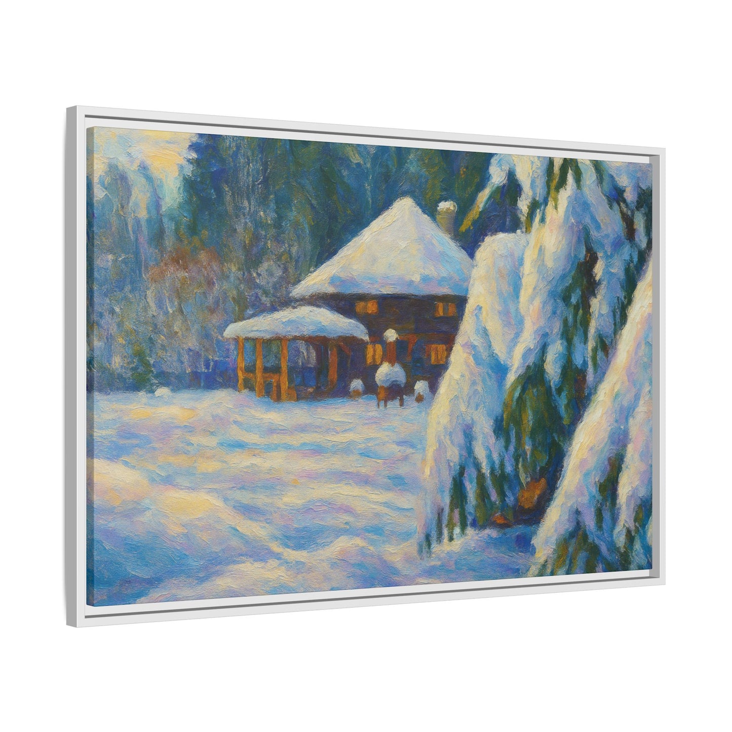 Canvas Art, Winter Scene Home Decor, Seasonal Gift for Art Lovers, Holidays Wall Art, Framed Painting, Matte Print - TRV