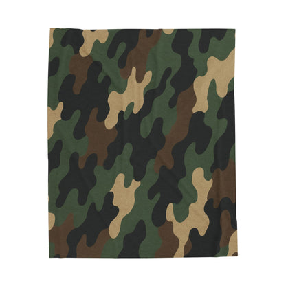 Cozy Camouflage Velveteen Plush Blanket | Ideal for Campouts, Living Room Decor, Gift for Him, Outdoor Adventures, Soft Throw - TRV