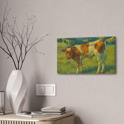 Artistic Cow Canvas Wall Art - Farmhouse Decor, Calf Painting